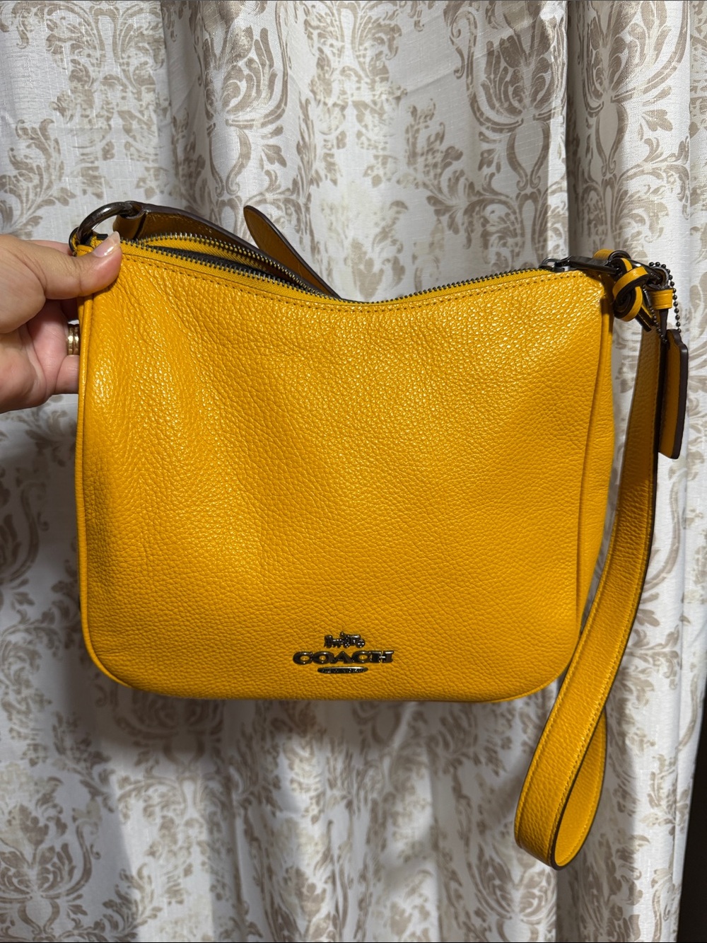 COACH Mustard Yellow Pebbled Leather Crossbody